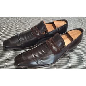 Doucal's men's leather loafers- handmade dark brown loafers 43IT 10US- excellent